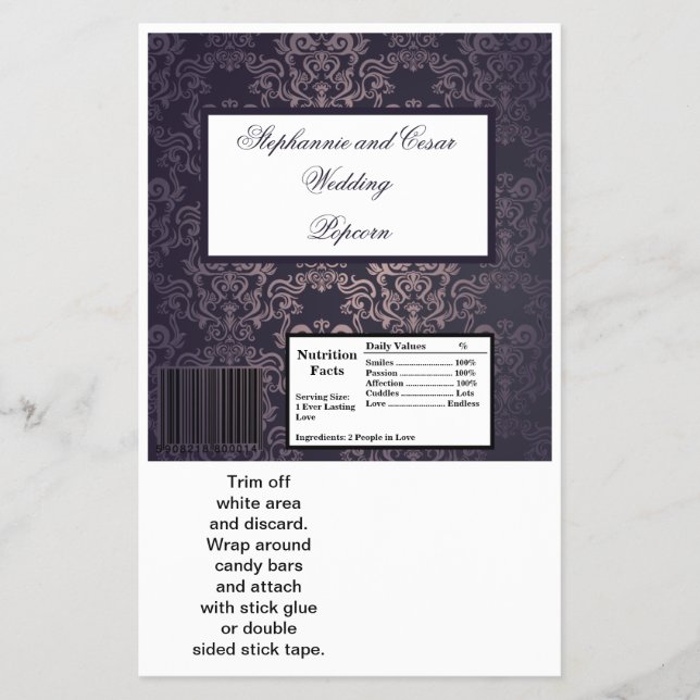 Flyer Hershey's Large Bar Wrapper Deep Purple Damask (Frente)