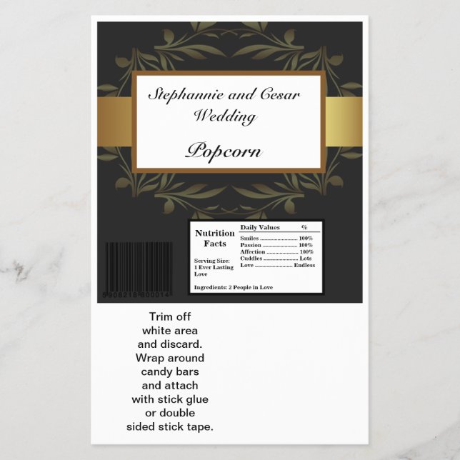 Flyer Hershey's Large Bar Wrapper Gold y Black Damask (Frente)