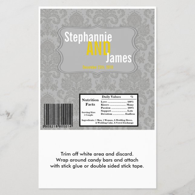 Flyer Hershey's Large Bar Wrapper Modern Gray Damask Lac (Frente)