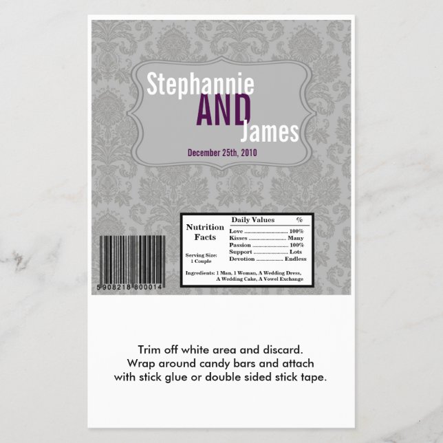 Flyer Hershey's Large Bar Wrapper Modern Gray Damask Lac (Frente)