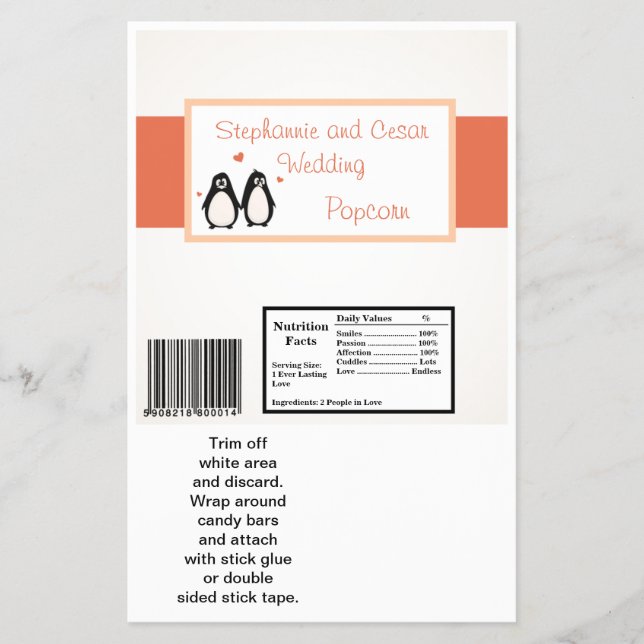 Flyer Hershey's Large Bar Wrapper Penguin Love/Hearts (Frente)