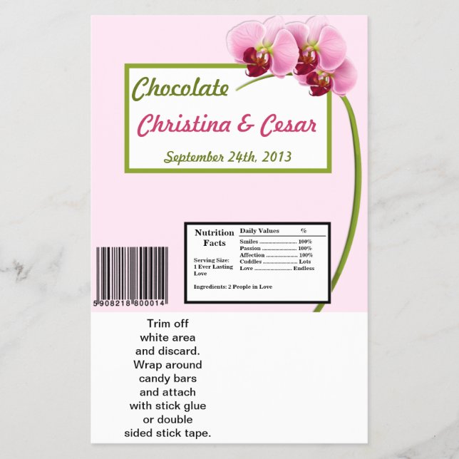Flyer Hershey's Large Bar Wrapper Pink Orchid Long Stem (Frente)