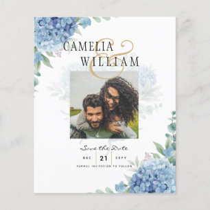 Flyer Hidrangea azul moderna Invitación a matrimonio Cód