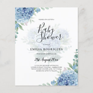 Flyer Hidrangea azul moderna Invitación a matrimonio Cód