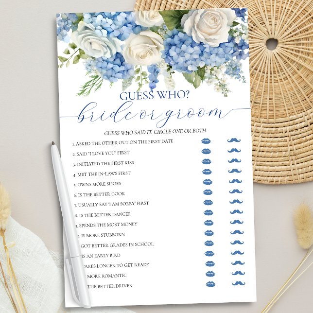 Flyer Hidrangea azul Novia o Groom Bridal Shower Game (Subido por el creador)