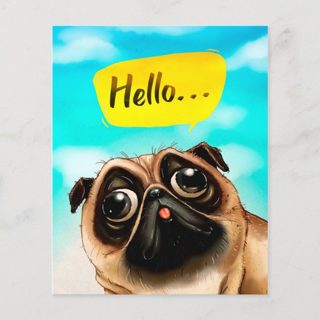 Flyer Hola Pug Gift Idea, Dueño de Pug, Perro Lover Rega (Frente)
