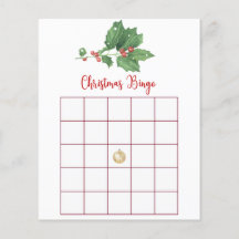 Holly Wreath Navidades Bingo Game Card