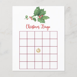 Flyer Holly Wreath Navidades Bingo Game Card