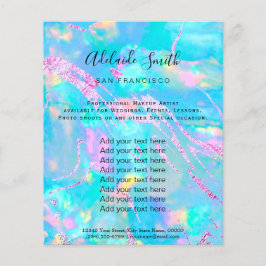 Flyer holograma de FAUX de la piedra opal de aqua