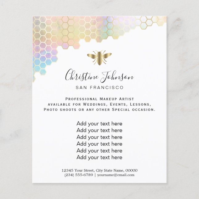 Flyer honeycomb de efecto iridiscente faux (Frente)