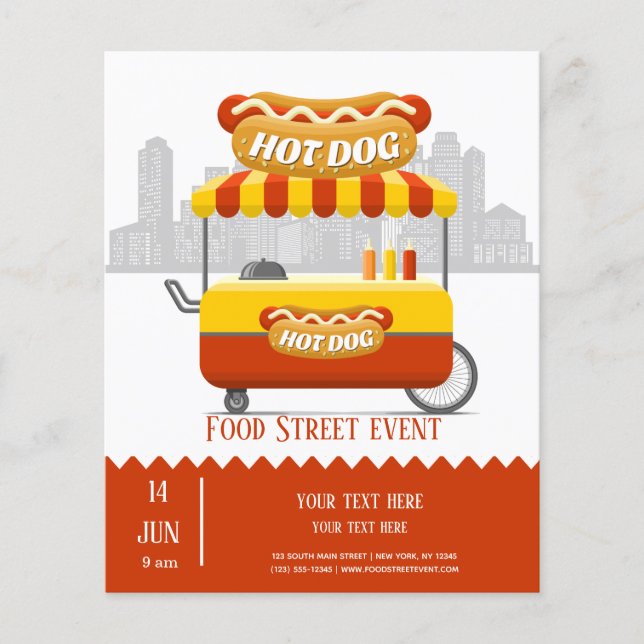 Flyer Hotdog callejera de comida (Frente)