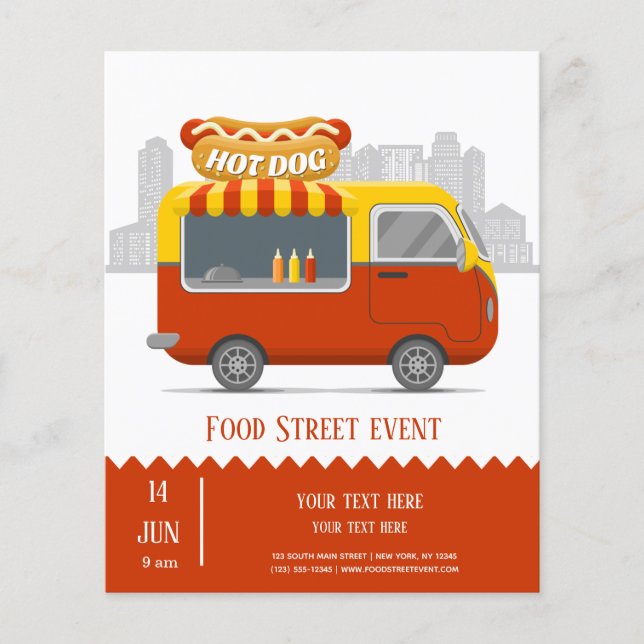 Flyer Hotdog callejero de food truck (Frente)
