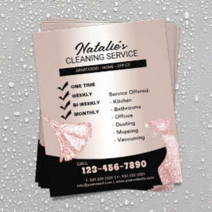 Flyer House Cleaning Maid Service Modern Rose Gold