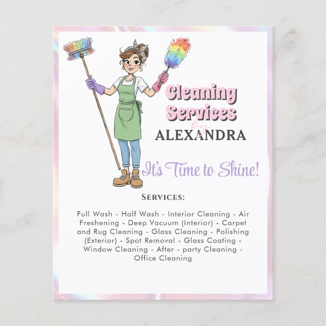 Flyer House Keeping Maid House Cleaning Service Pink (Frente)
