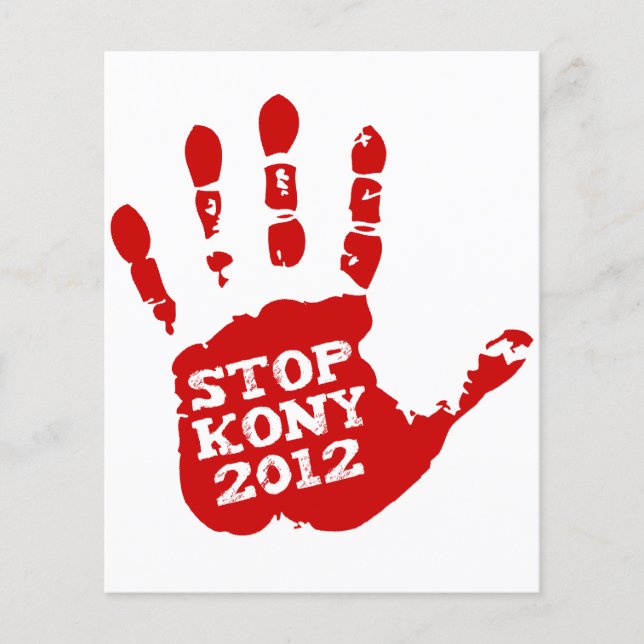 Flyer Huella de mano Kony 2012 Parar Joseph Kony (Frente)