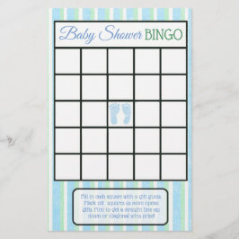 Flyer Huellas azules y verdes para niños ducha con juego