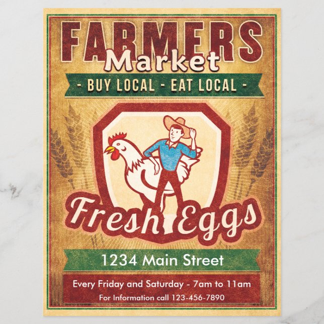 Flyer Huevos Frescos del Mercado de Agricultores (Atrás)