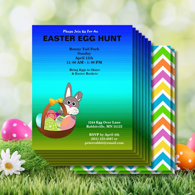 Flyer Huevos pintados de presupuesto y caza de huevos de (Budget Painted Eggs & Bunny Easter Egg Hunt Flyer)