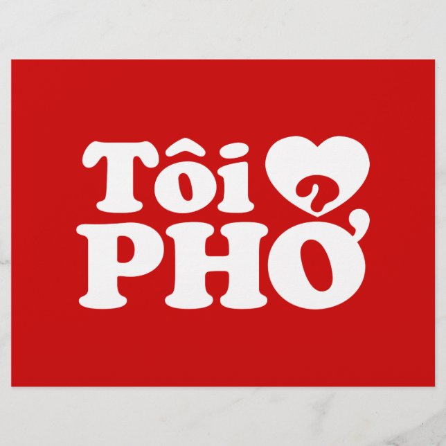 Flyer I Heart (Love) Pho (Tôi + PHỞ) Idioma Vietnamita (Frente)