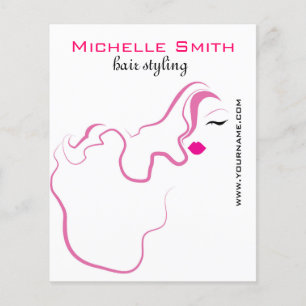 Flyer Icono chica adorable pelo rosa Estilo de cabello