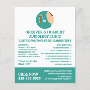 Flyer Icono de Ayuda Auditiva, Audiólogo, Clínica Audiol