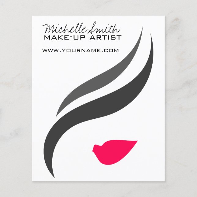 Flyer Icono de maquillaje Cara de mujer en labios rosado (Frente)