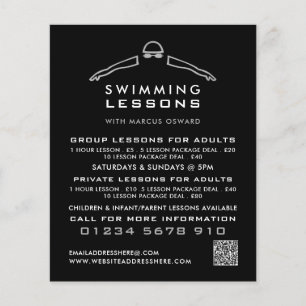 Flyer Icono de nadador de Relieve metalizado plateado, a