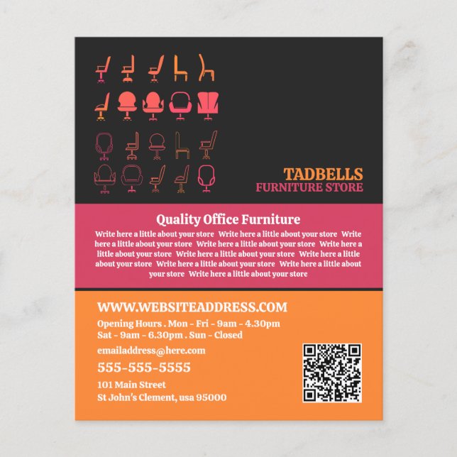 Flyer Iconos de la silla - Ventas de la tienda de mueble (Frente)