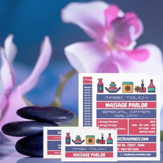 Flyer Iconos De Masaje, Terapia De Masaje, Sala De Masaj (Subido por el creador)