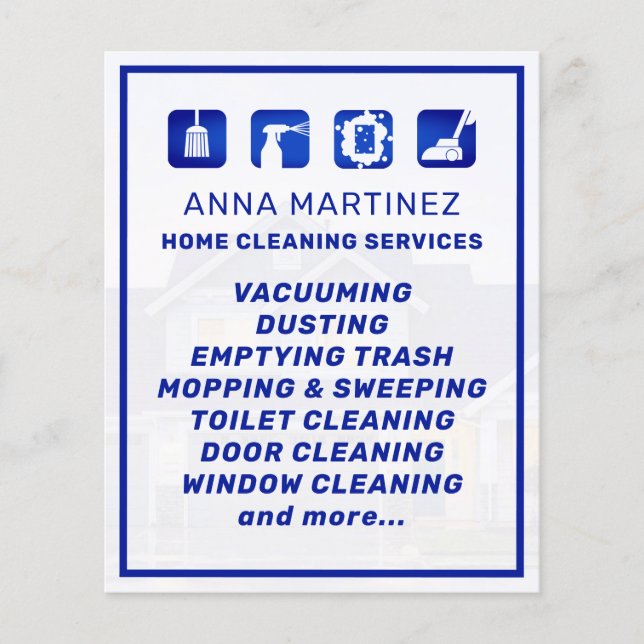 Flyer Iconos de servicios de limpieza  (Frente)