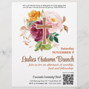 Flyer Iglesia de la Cruz Floral de Otoño Damas Brunch