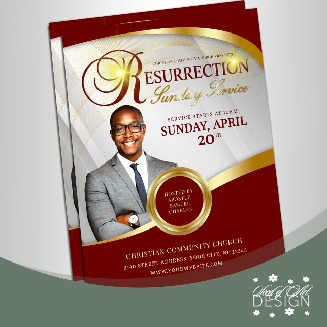 Flyer Iglesia del Servicio Dominical de Resurrección Roj (Subido por el creador)