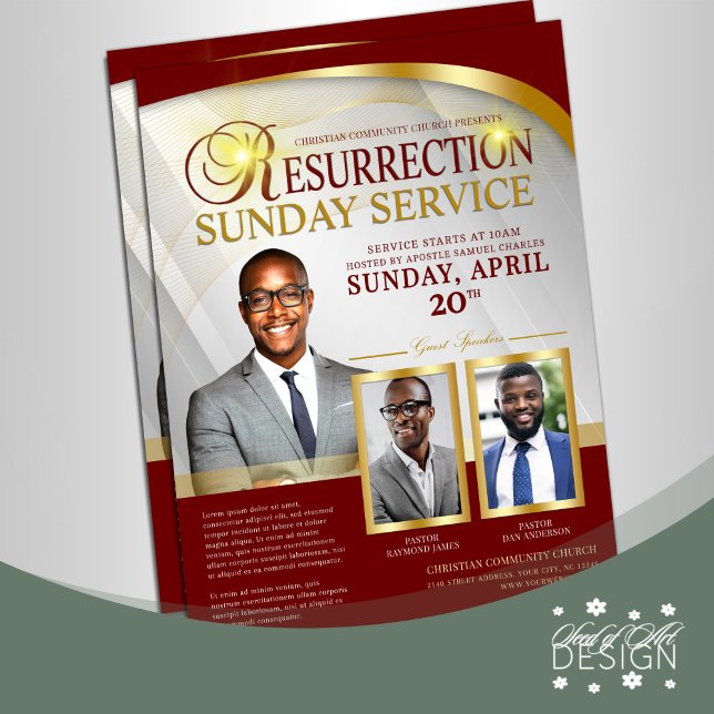 Flyer Iglesia del Servicio Dominical de Resurrección Roj (Subido por el creador)