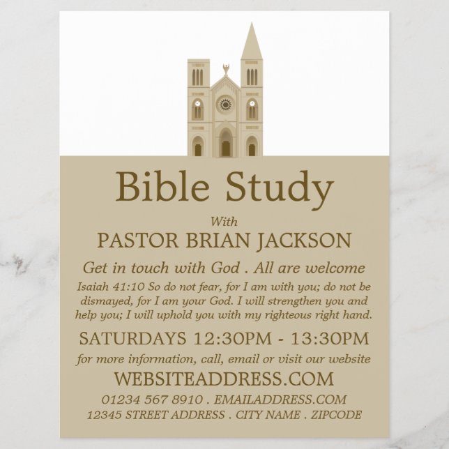 Flyer Iglesia Santa, Clase de Biblia Cristiana Anunciant (Frente)