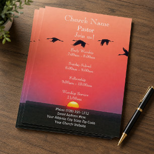 Flyer Iglesia Sunset Birds, Únete a Nuestros Servicios