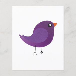 Flyer Ilustración de pajarito morado lindo