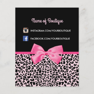 Flyer Impresión de leopardo rosa Girly Boutique Bow Beau