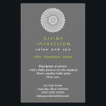 Flyer Impresión verde diversa vertical<br><div class="desc">Un volante que seguramente atraerá la atención. Un adorno de estilo doily atrae al espectador al volante utilizando un tratamiento de tipo limpio que sugiere un ambiente sereno. En la parte posterior se utiliza un verde brillante con el adorno repetido dos veces en una ligera transparencia detrás del texto. Artículo...</div>