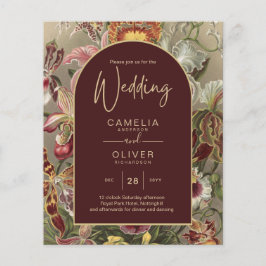 Flyer Impresionante Boda Botánica Borgoña Floral