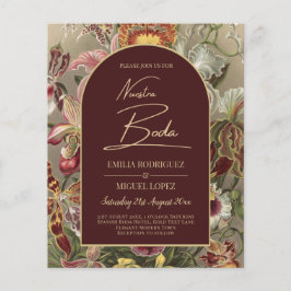 Flyer Impresionante Boda Botánica Borgoña Floral