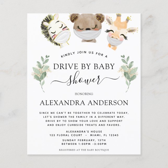 Flyer Impulso Presupuestario De Baby Shower Woodland Euc (Frente)