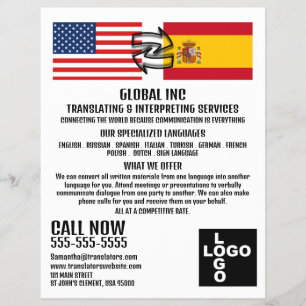 Flyer Indicador de diseño, traductor e intérprete de ban