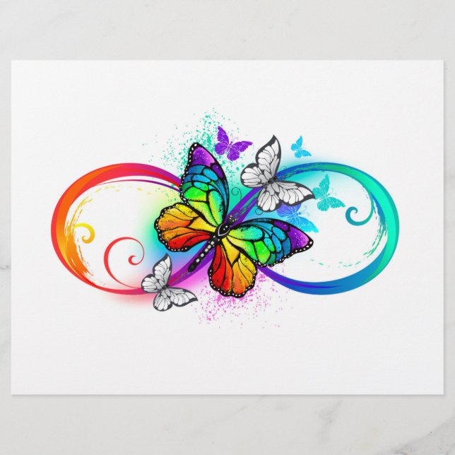 Flyer Infinidad brillante con la mariposa arcoiris (Frente)