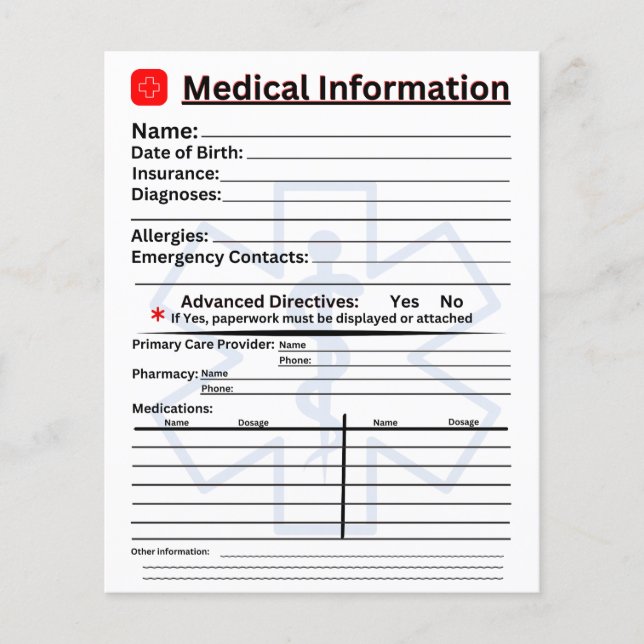 Flyer Información médica Refrigerador de emergencia (Frente)