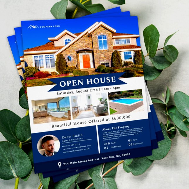 Flyer Inmobiliaria Blue Open House Profesional (Subido por el creador)