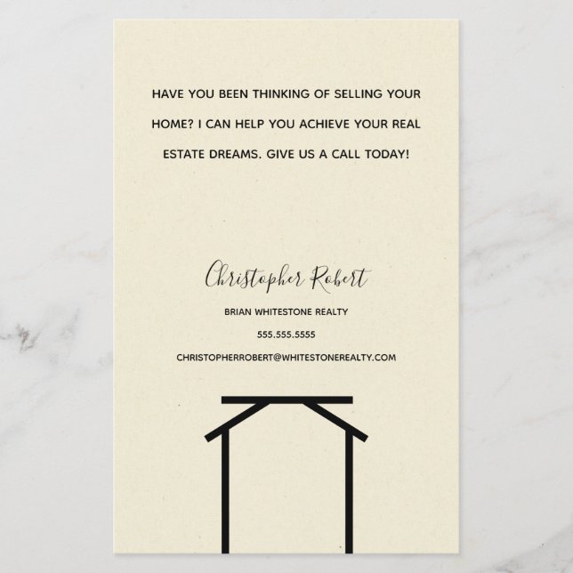 Flyer Inmobiliaria minimalista fuera de blanco (Frente)