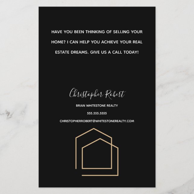 Flyer Inmobiliaria Negra con Clase (Frente)