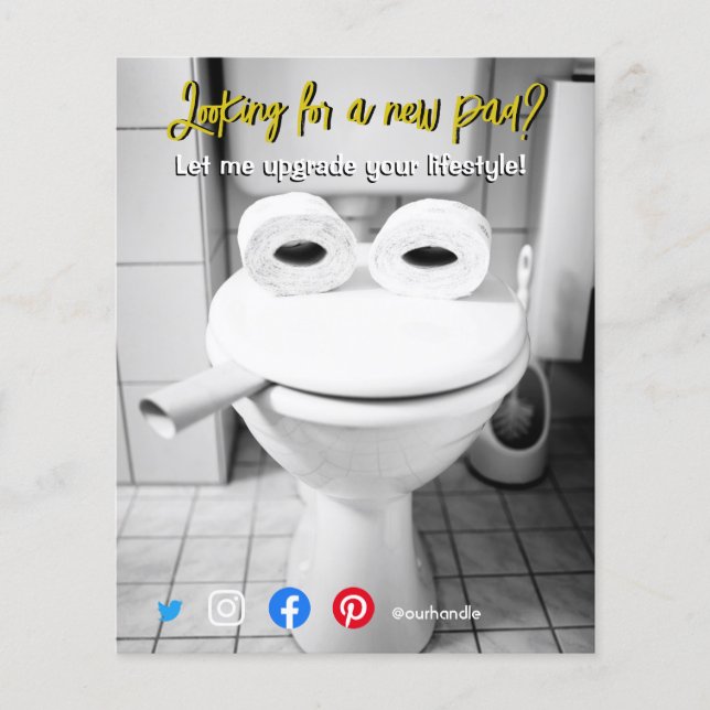 Flyer inmobiliario divertido carátulo de postal (Frente)