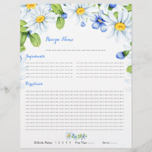 Inserciones de receta de carpeta floral Daisy azul