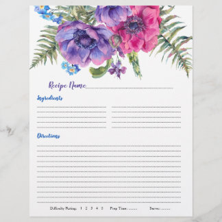 Flyer Insertos de la receta de anémona de ligante floral